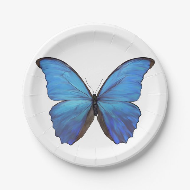 8 Paper Plate Blue Morpho Butterfly (Front)
