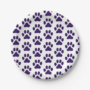 8 Paper Plate Purple Paw Prints
