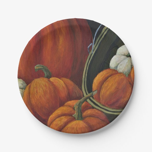 8 Paper Plates Pumpins & Green Basket (Front)