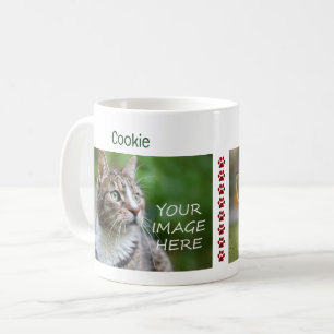 8 Paw Prints 2 Cats Photos Names Modern Cute Pet Coffee Mug