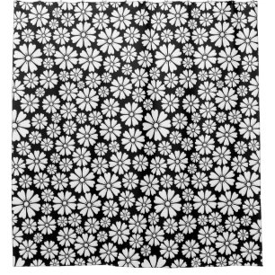8 Petals - White on Black Shower Curtain
