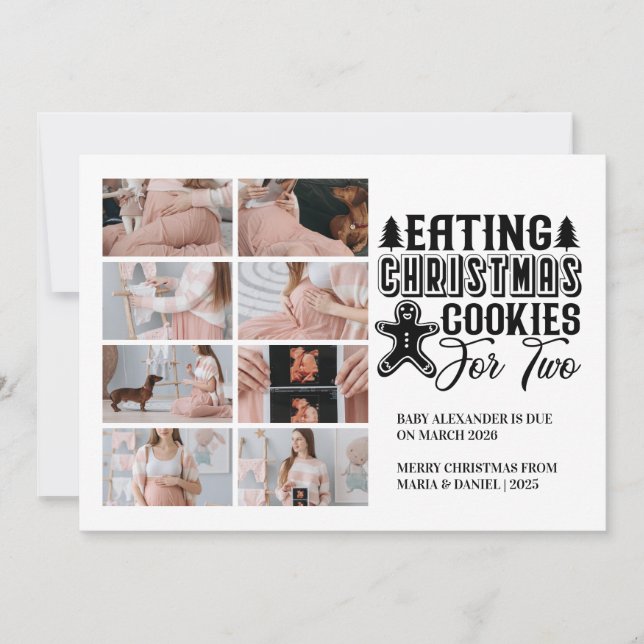 8 Photo Christmas Tree Pregnancy Announcement (Front)