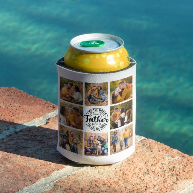 8 Photo Collage All Occasion World's Best Father  Can Cooler (In Situ Pool)