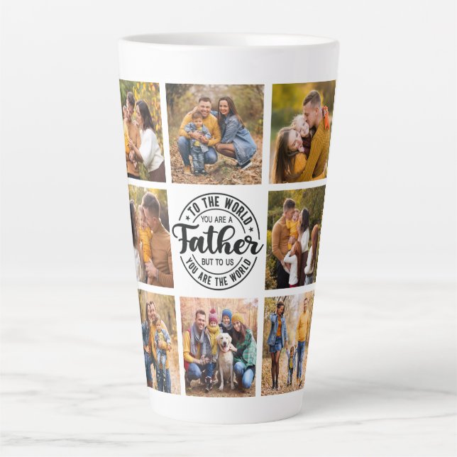 8 Photo Collage All Occasion World's Best Father Latte Mug (Front)