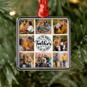 8 Photo Collage All Occasion World's Best Father Metal Tree Decoration