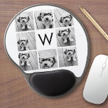 8 Photo Collage Custom Monogram Black and White Gel Mouse Pad<br><div class="desc">You can use Instagram photos for this design. Use 8 square pictures to create a unique and personal gift. Or you can keep the hipster puppy and make a trendy keepsake. If you need to adjust the pictures,  click on the customise tool to make changes.</div>