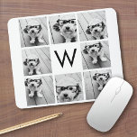 8 Photo Collage Custom Monogram Black and White Mouse Pad<br><div class="desc">You can use Instagram photos for this design. Use 8 square pictures to create a unique and personal gift. Or you can keep the hipster puppy and make a trendy keepsake. If you need to adjust the pictures,  click on the customize tool to make changes.</div>