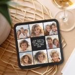 8 Photo Collage - Custom Text - Black Background Square Paper Coaster<br><div class="desc">Use your square cropped photos for the best results! This modern stacked grid photo collage includes a modern font for your name or other text. The corners of your photos are rounded for a softer take on the square photo collage. TO CHANGE THE BACKGROUND - click on the customise or...</div>