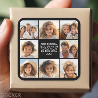 8 Photo Collage - Custom Text - Black Background