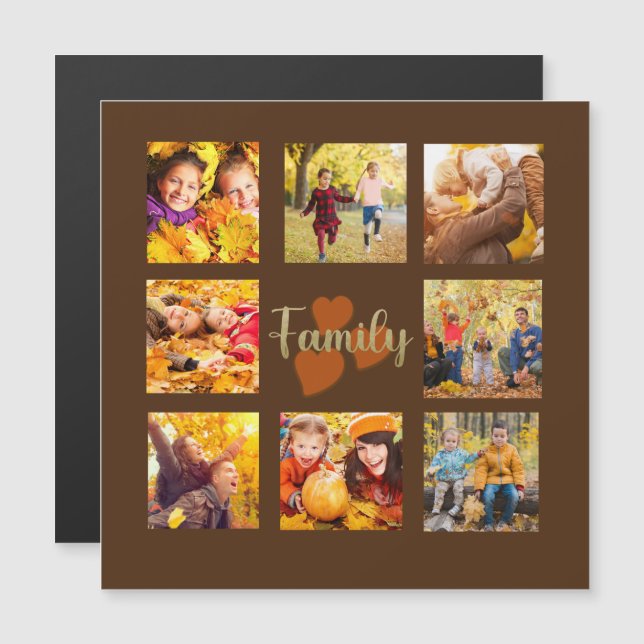 8 Photo Collage Fall Autumn Brown Orange Gold   (Front/Back)