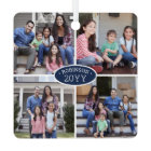8 Photo Collage Family Name & Year Navy Blue White