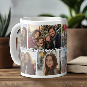 8 Photo Collage Grid - Custom Text  Coffee Mug