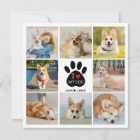 8 Photo Collage Heart I Love My Dog Paw Print