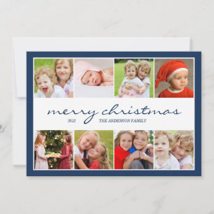 8 Photo Collage Holiday Photocard - Navy