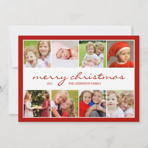 8 Photo Collage Holiday Photocard - Red Card