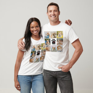 8 Photo Collage I Love My Dog Paw Print Unisex T-Shirt