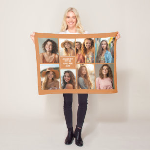 8 Photo Collage Minimalist - Neutral Background Fleece Blanket