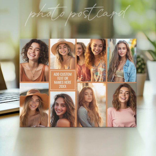 8 Photo Collage Minimalist - Neutral Background Postcard (Photo Postcard - Customize with your favorite photos)