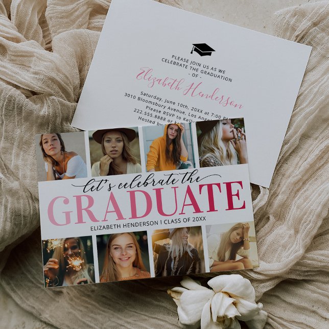 8 Photo Collage Modern Graduation Party Invitation (Creator Uploaded)