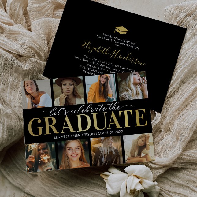 8 Photo Collage Modern Graduation Party Invitation (Creator Uploaded)