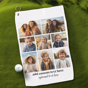 8 Photo Collage - Modern Minimal Black and White Golf Towel