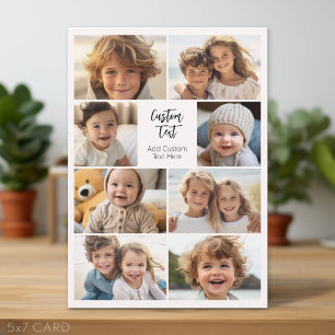 8 Photo Collage - Modern Minimal Black White Holiday Card