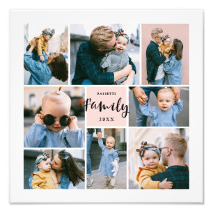 8 Photo Collage Modern Stylish Family   Blush Print