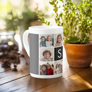8 Photo Collage Monogram PHOTO 6 needs work Bone China Mug