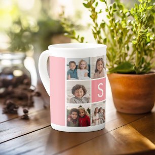 8 Photo Collage Monogram PHOTO 6 needs work Bone China Mug