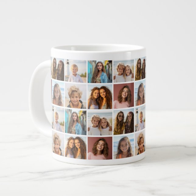 8 Photo Collage Pattern - Pattern Grid - White Large Coffee Mug (Front Left)