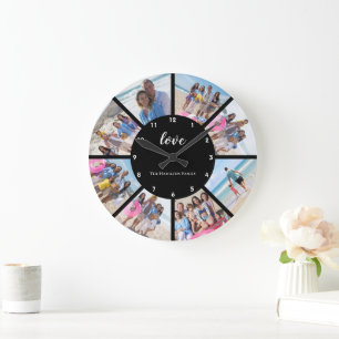 8 Photo Collage Personalised Large Clock