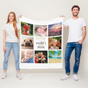 8 Photo Collage Personalised Worlds Best Mum Fleece Blanket