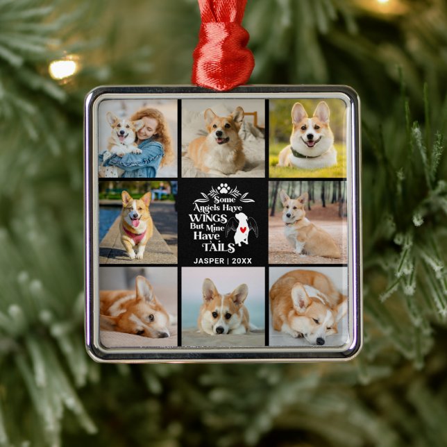 8 Photo Collage Pet Dog Loss Remembrance Metal Tree Decoration (Tree)