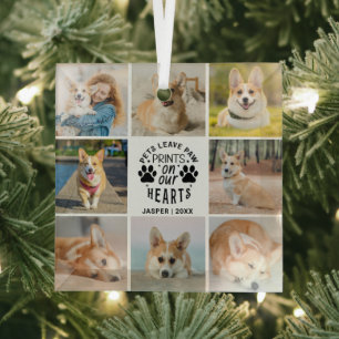 8 Photo Collage Pet Memorial Remembrance Glass Tree Decoration