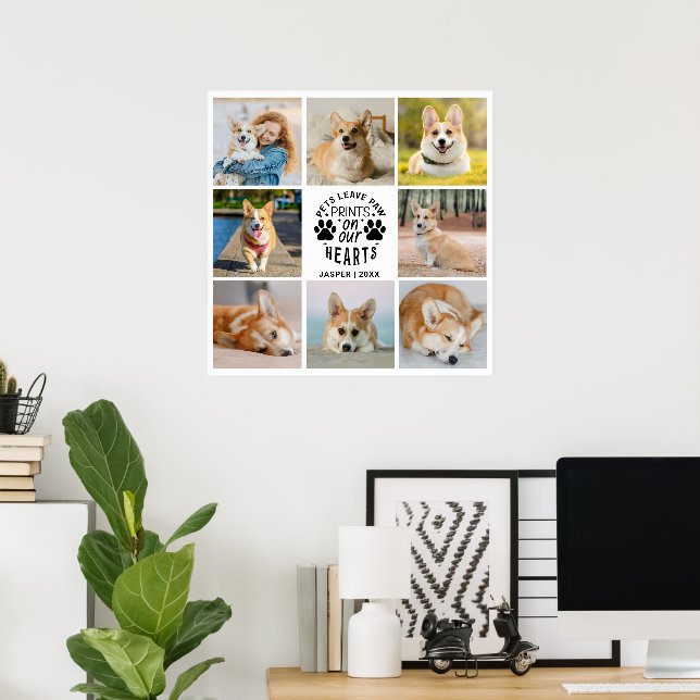 8 Photo Collage Pet Memorial Remembrance  Poster (Home Office)
