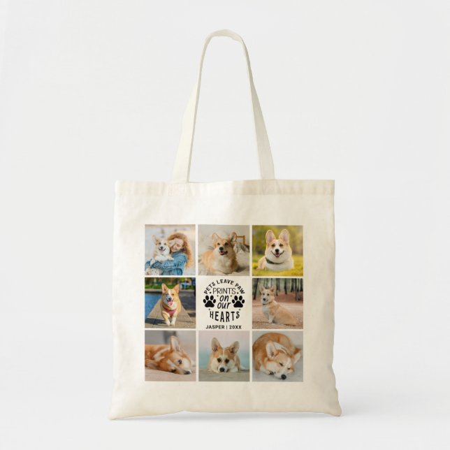 8 Photo Collage Pet Memorial Remembrance Tote Bag (Front)