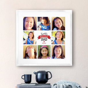 8 Photo Collage Red World’s Greatest Dad Modern Poster