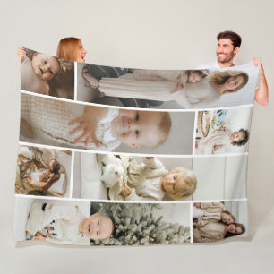 8 Photo collage template personalized Fleece Blanket