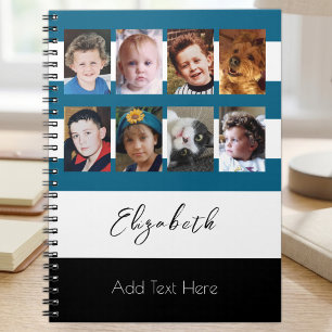 8 photo custom name blue notebook