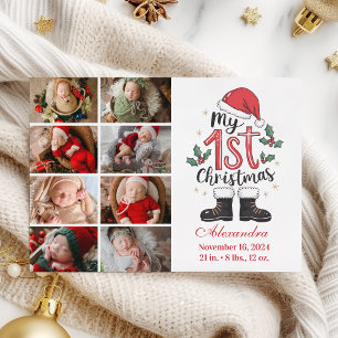 8 Photo Cute Santa Baby 1st Christmas Holiday Card