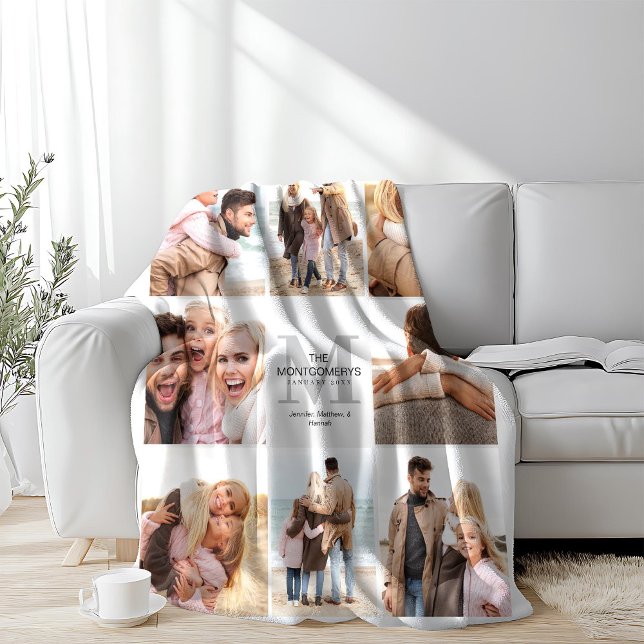 8 Photo Family Keepsake Photo Collage  Fleece Blanket (Creator Uploaded)