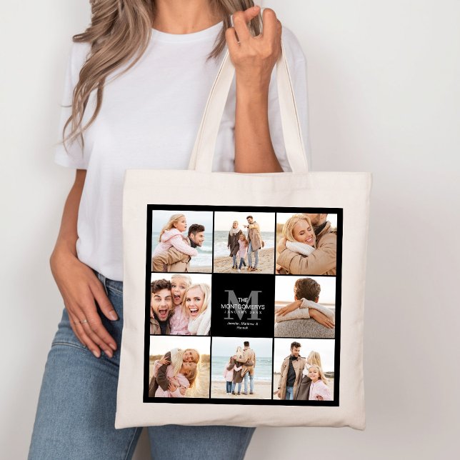 8 Photo Family Photo Collage Canvas Tote (Creator Uploaded)