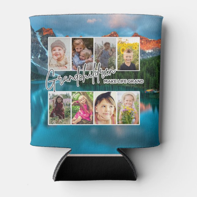 8 Photo "Grandchildren Make Life Grand" Can Cooler (Front)