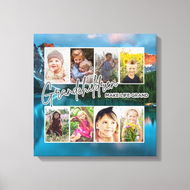 8 Photo "Grandchildren Make Life Grand" Canvas Print (Front)