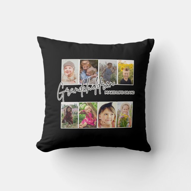 8 Photo "Grandchildren Make Life Grand" Cushion (Front)