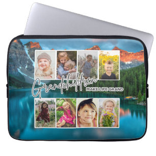 8 Photo "Grandchildren Make Life Grand" Laptop Sleeve