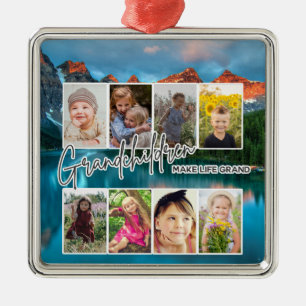 8 Photo "Grandchildren Make Life Grand" Metal Tree Decoration