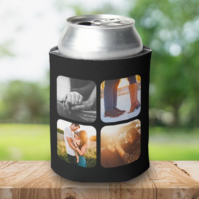 8 Photo Grid Template Double Sided Black Can Cooler (Creator Uploaded)