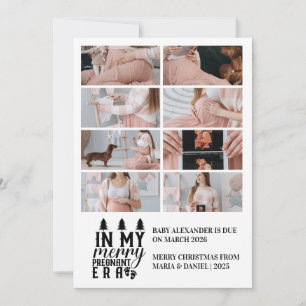 8 Photo In My Merry Pregnant Era Christmas Holiday Card