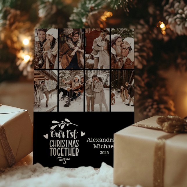 8 Photo Minimalist First Christmas Together Holiday Card (Creator Uploaded)